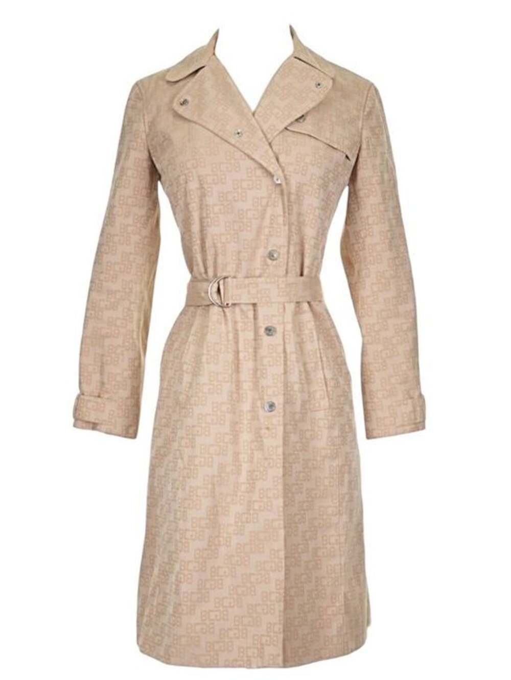 BCBGMAXAZRIA Beige Jacquard Trench Coat Size 6